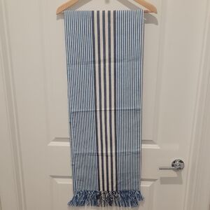 Blue and White Striped Table Runner